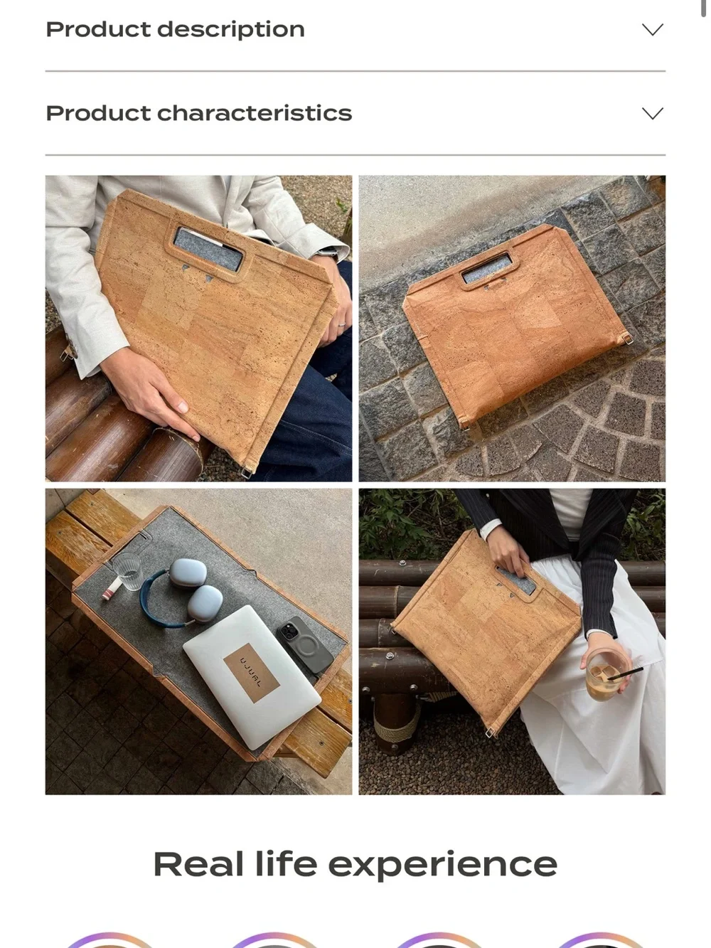 Minimal Cork Laptop Briefcase - Tan